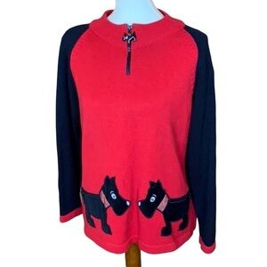 Red pullover sweater with Scottish Terriers Size Small